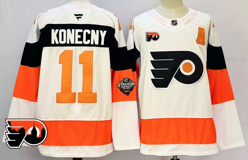 Men Philadelphia Flyers #11 Konecny White Fanatics 2025 NHL Jersey style 4